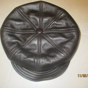 Brown Lambskin Leather Spitfire Cap